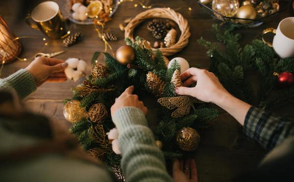 Festive wreath making