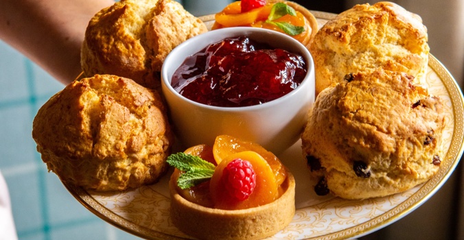 The Swan Afternoon Tea, scones and jam portrait