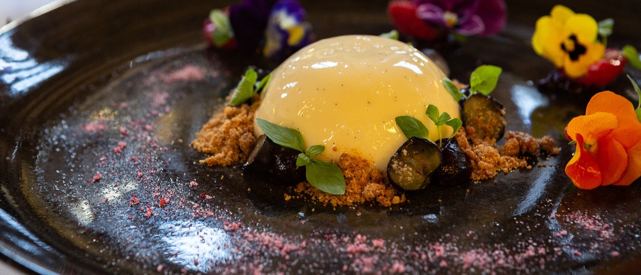 The Swan at Lavenham, white chocolate mousse dessert dish