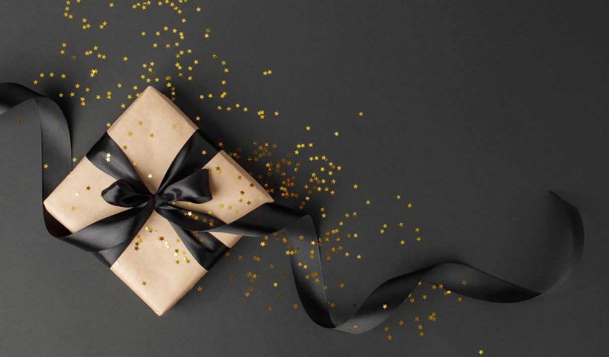 Gift box with black bow
