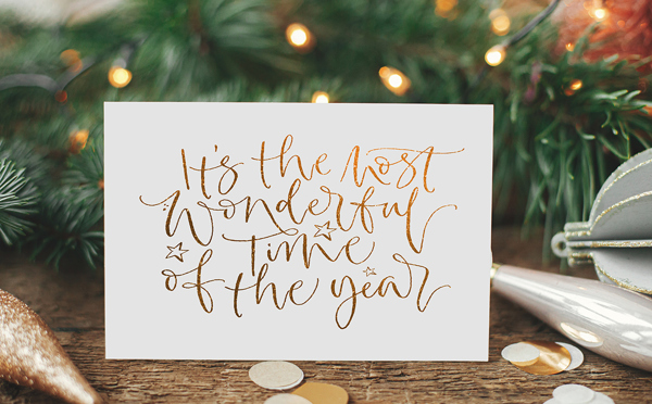 Calligraphy on Christmas card