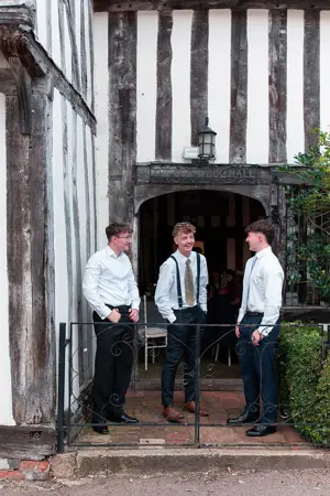 guests gathering outside woolhall - Steve Harrowing Photography