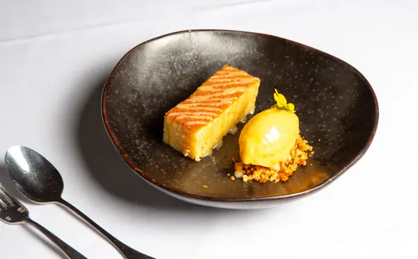 Lemon and Olive Oil Cake with sorbet